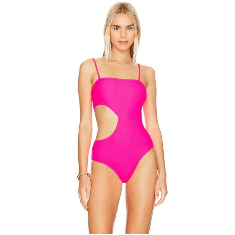 SOLID & STRIPED Swimsuit SZ Large Cameron Cutout One Piece NWT Crinkle Rib Pink